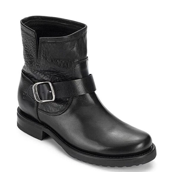 FRYE “Veronica Bootie” Women’s Oiled Leather Waterproof Boot (Black/Silver) NEW - Picture 1 of 6
